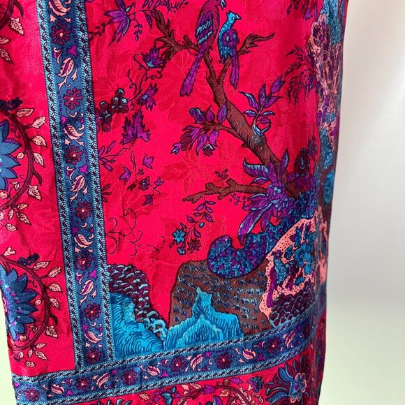 Vintage 80s Umi Collections by Anne Crimmins Size 12 Silk Blouse Peacock - Picture 8 of 13